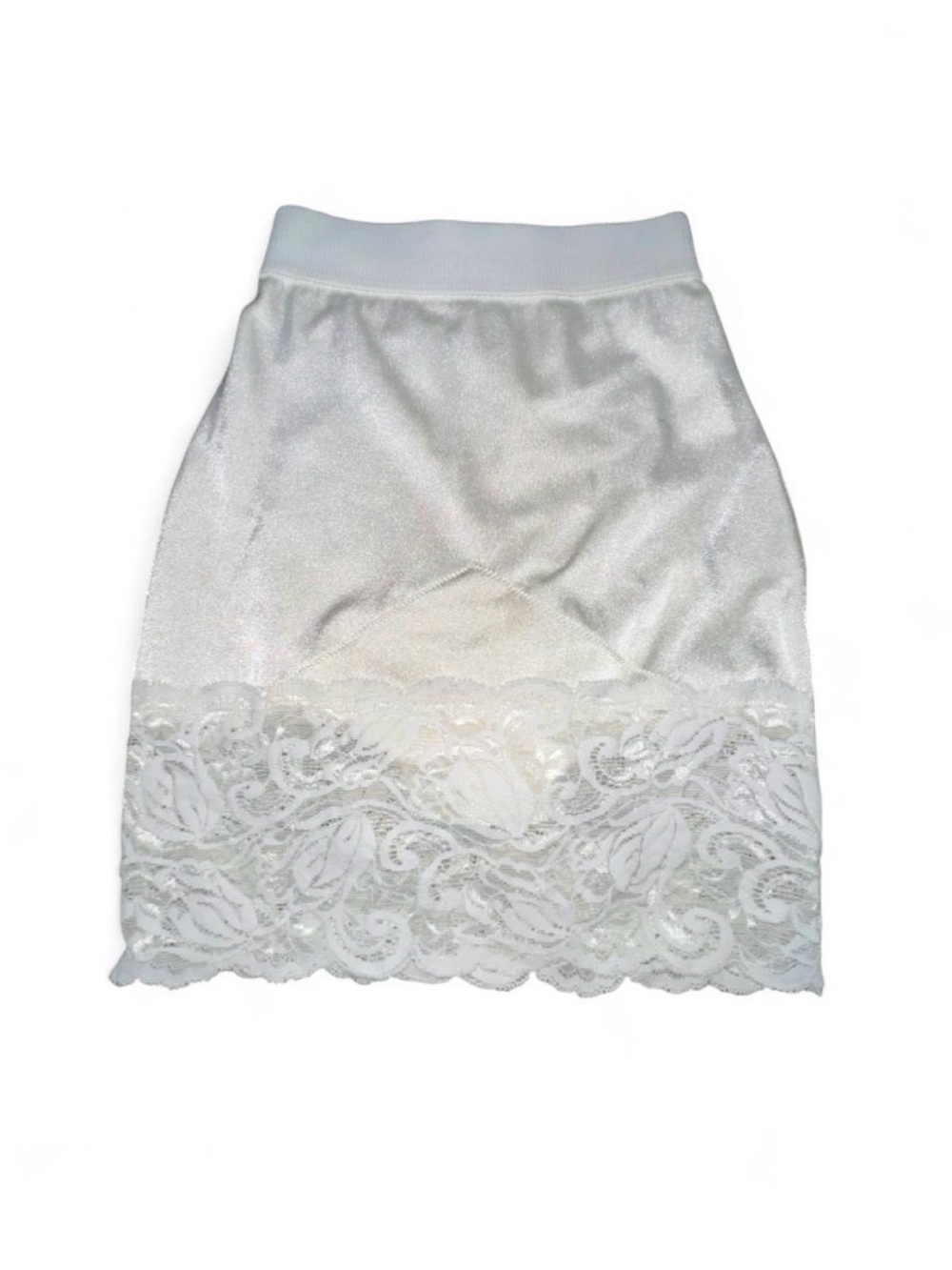 Vintage 70s/80s Women's Cream Lace Hem Sculpting Shapewear Skirt